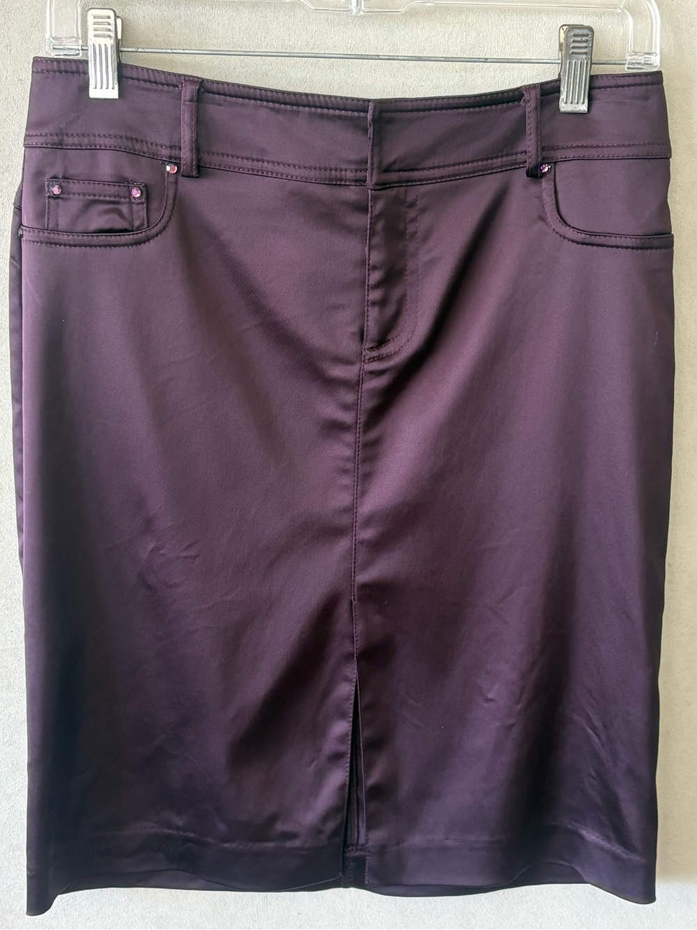 Cache Plum Pencil Skirt front slit- Women size 0. Smooth still feel.